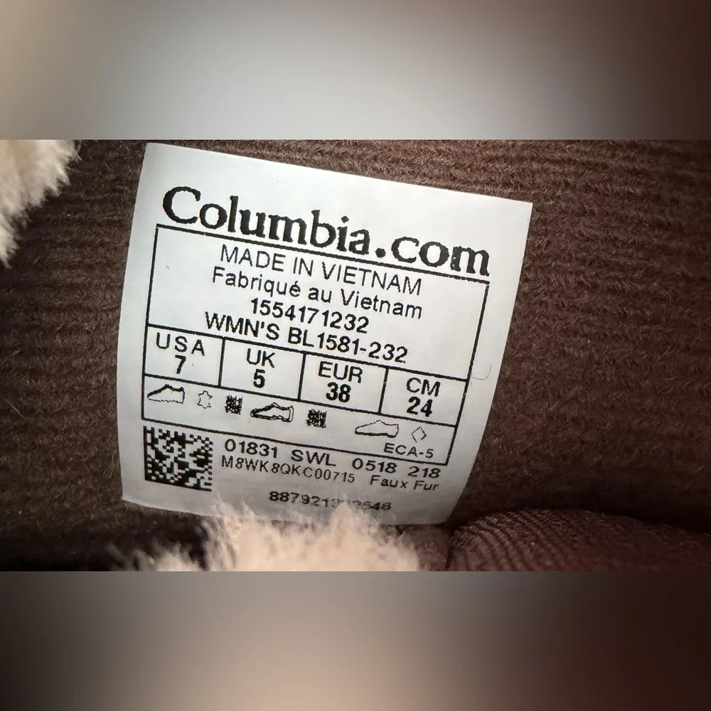 Columbia Women's Ice Maiden II Boots Waterproof Lace Up Brown Leather Size- 7